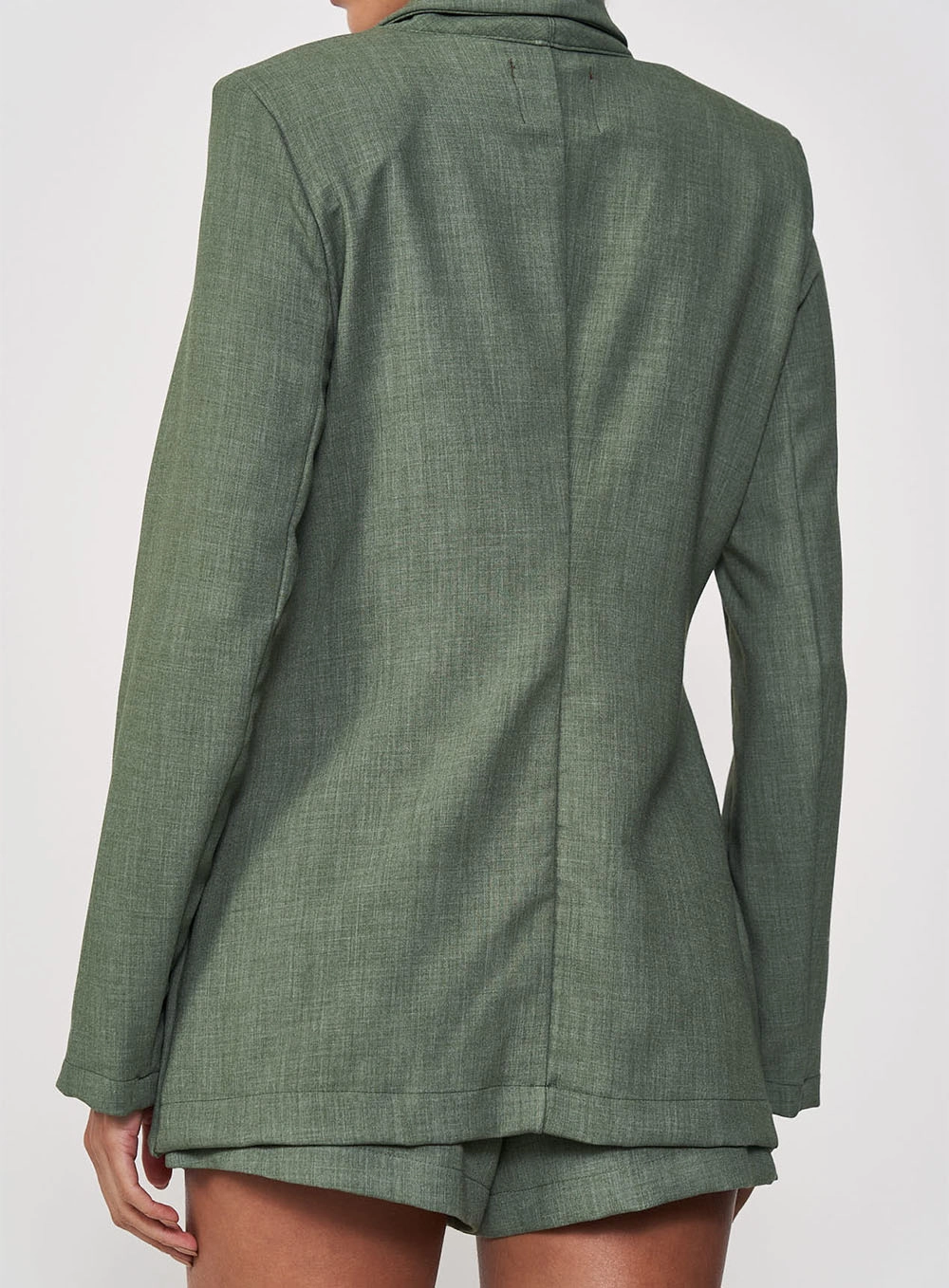 Blazer Feminino Alfaiataria Acinturado Com Bolsos Verde Éden