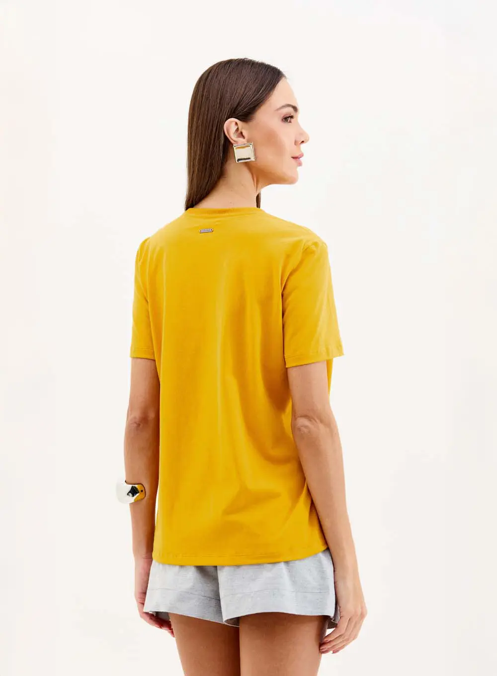 Camiseta Estampada Com Aplicação Amarelo 3