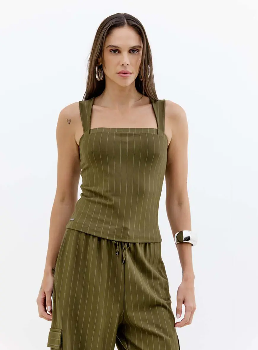 Blusa Feminina Listrada Com Alças Largas Estampados 4