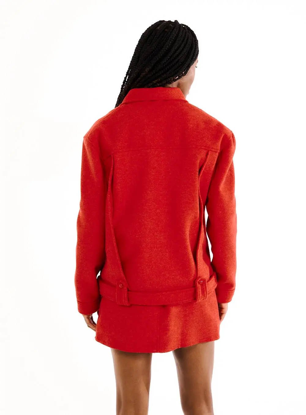 Casaco Feminino Com Cinto E Ziper Frontal Vermelho 2