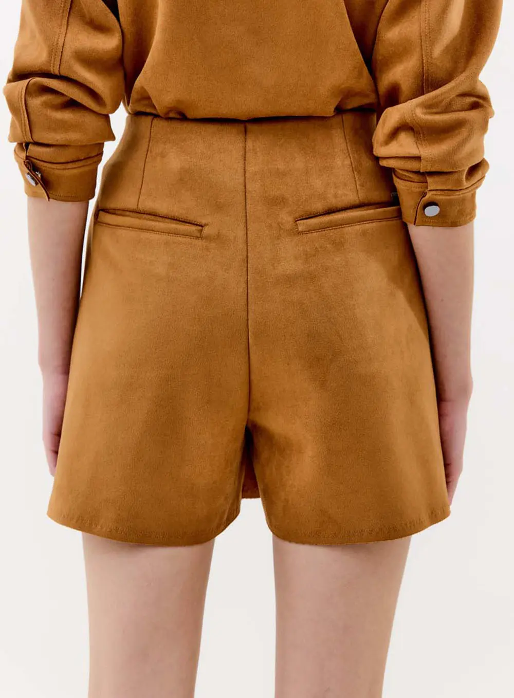 Short Saia Comfort Suede Curto Marrom 3
