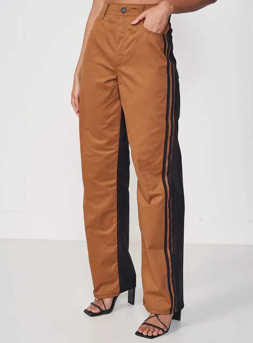 Calça Feminina Wide Leg Bicolor - Juliette