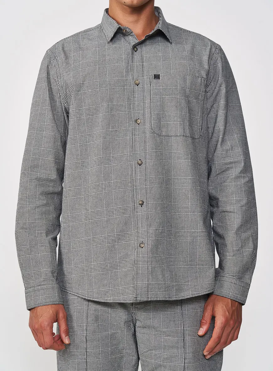 Camisa Reta Xadrez Manga Longa - Relax
