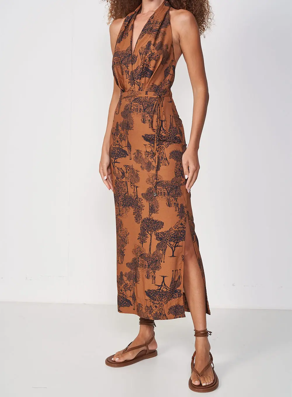 Vestido Estampado Midi Frente Única Estampados