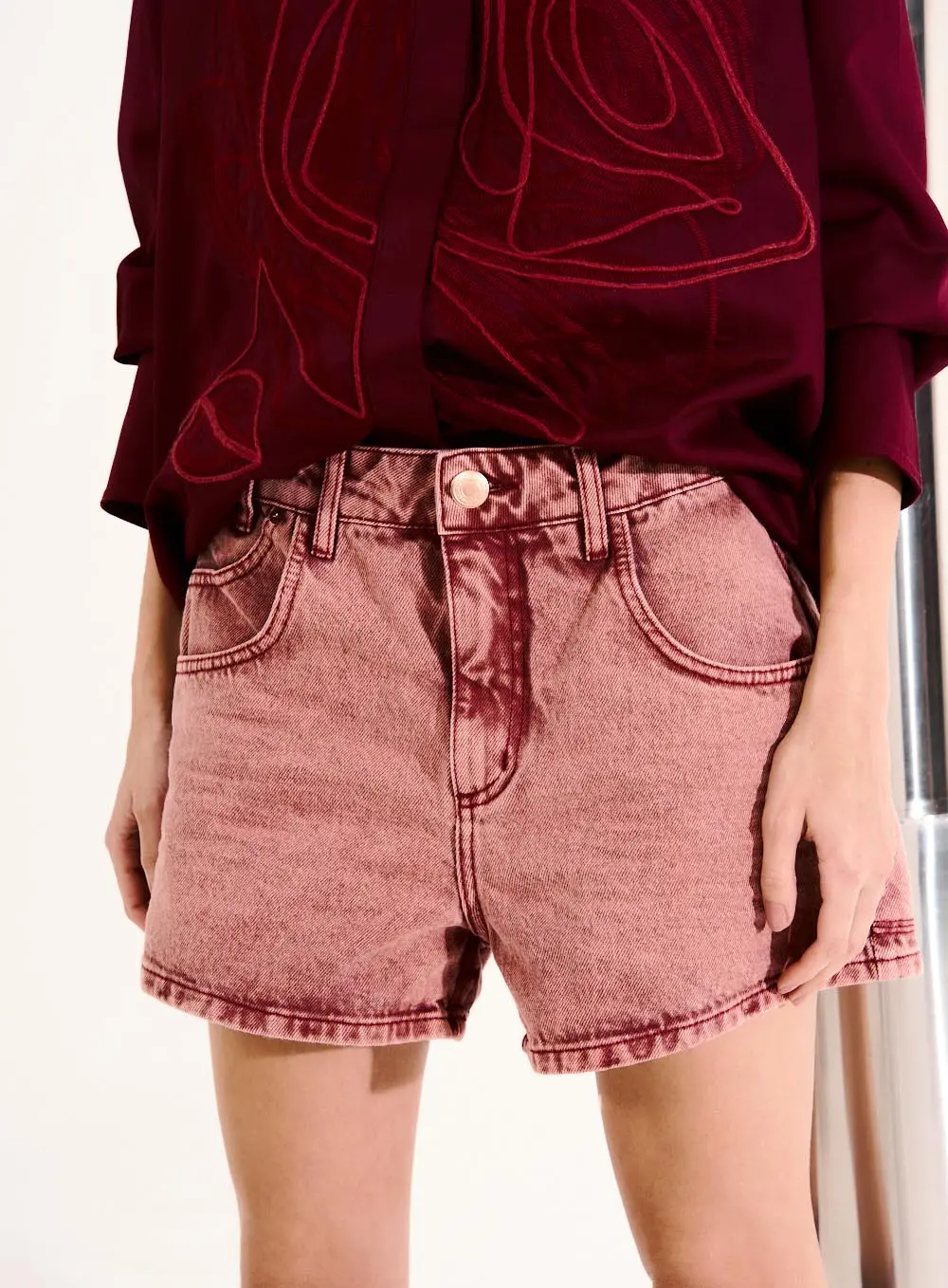 Short Feminino Sarja Bordo 2