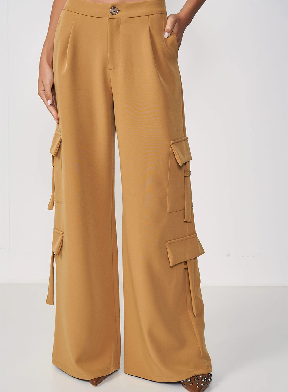 Calça Feminina Pantalona Cargo - Jade Marrom Ebbela