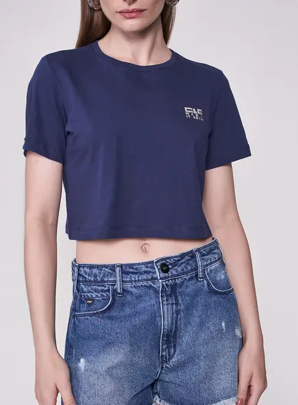 Camiseta Cropped Com Estampa