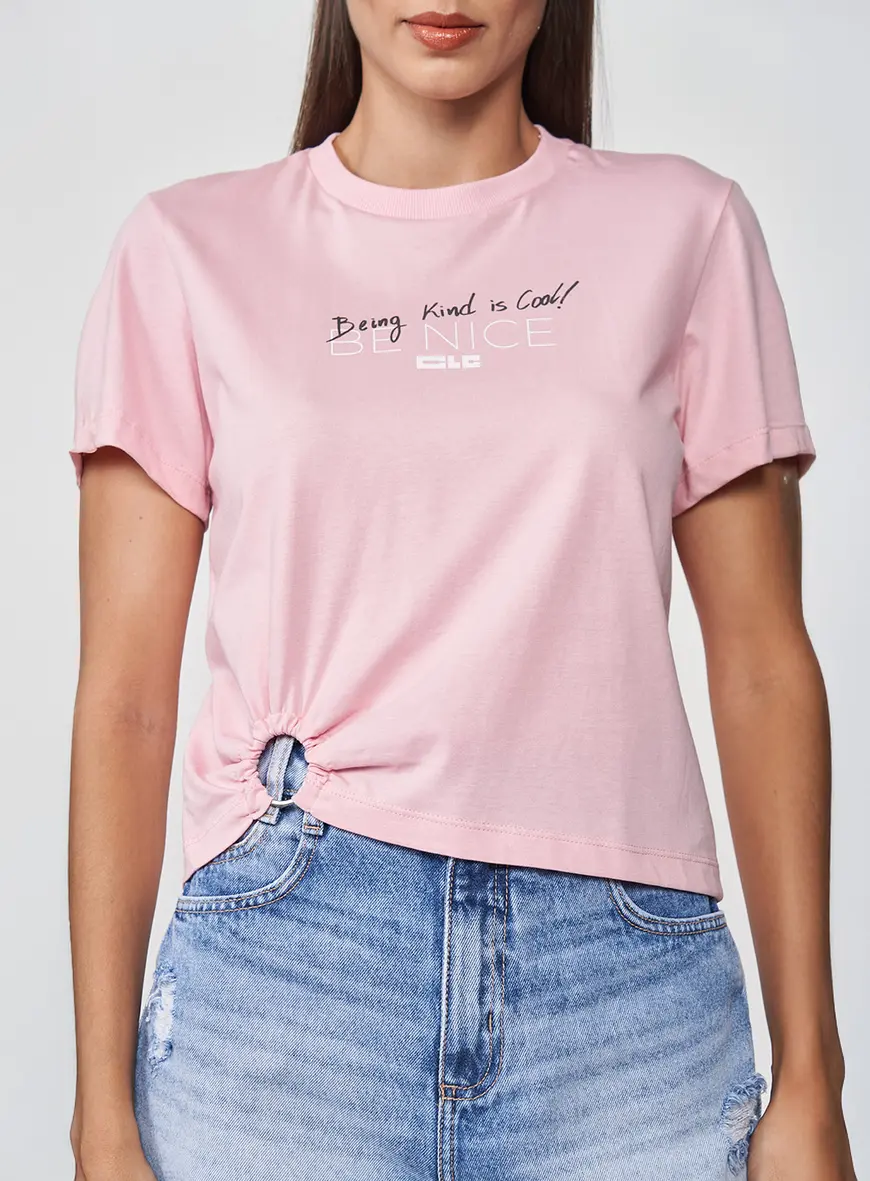 Camiseta Estampada Com Argola Rosa 1