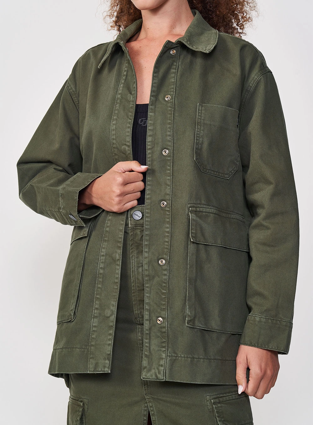 Jaqueta Feminina Sarja Utilitária Verde