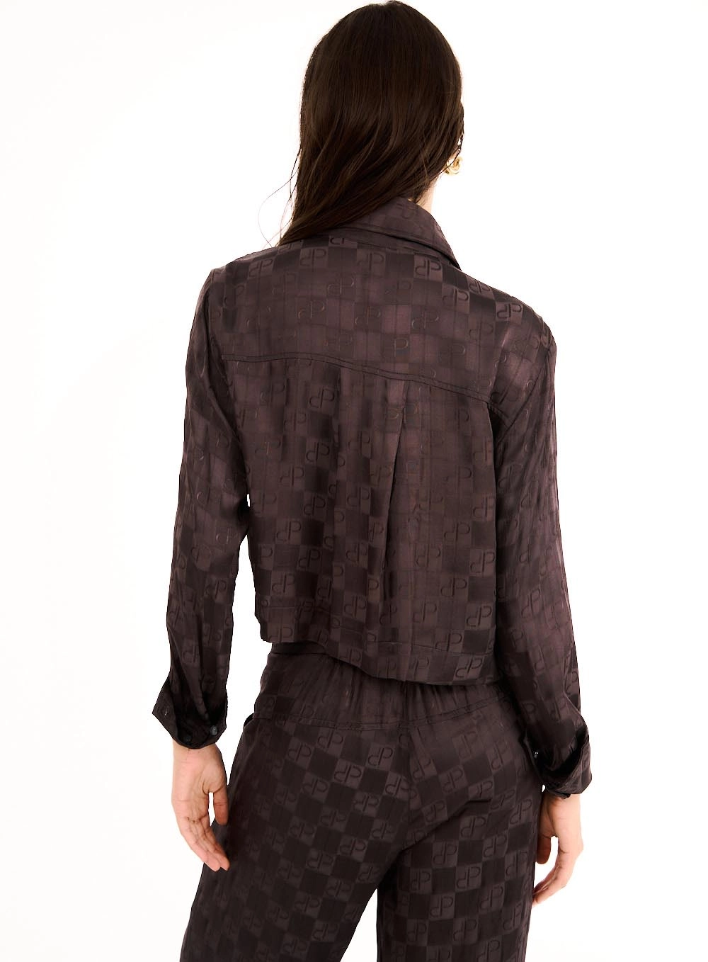 Camisa Feminina Loose Jacquard Cinza 3