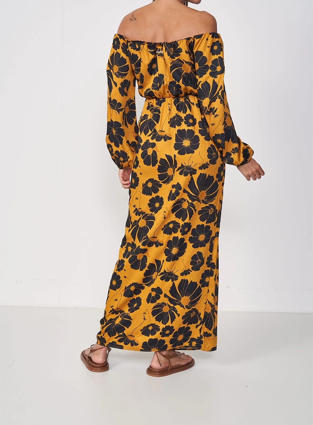 Vestido Estampado Longo Ombro A Ombro Estampados