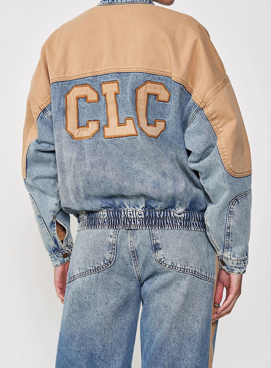 Jaqueta Jeans Feminina Bomber Detalhes Em Sarja Indigo 4