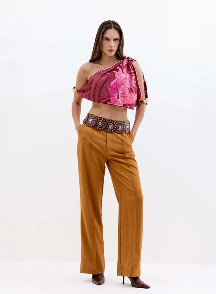 Calça Feminina Alfaiataria Reta Friso Frontal