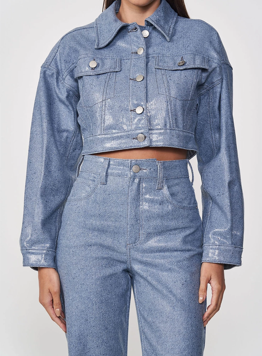 Jaqueta Feminina Jeans Com Brilho