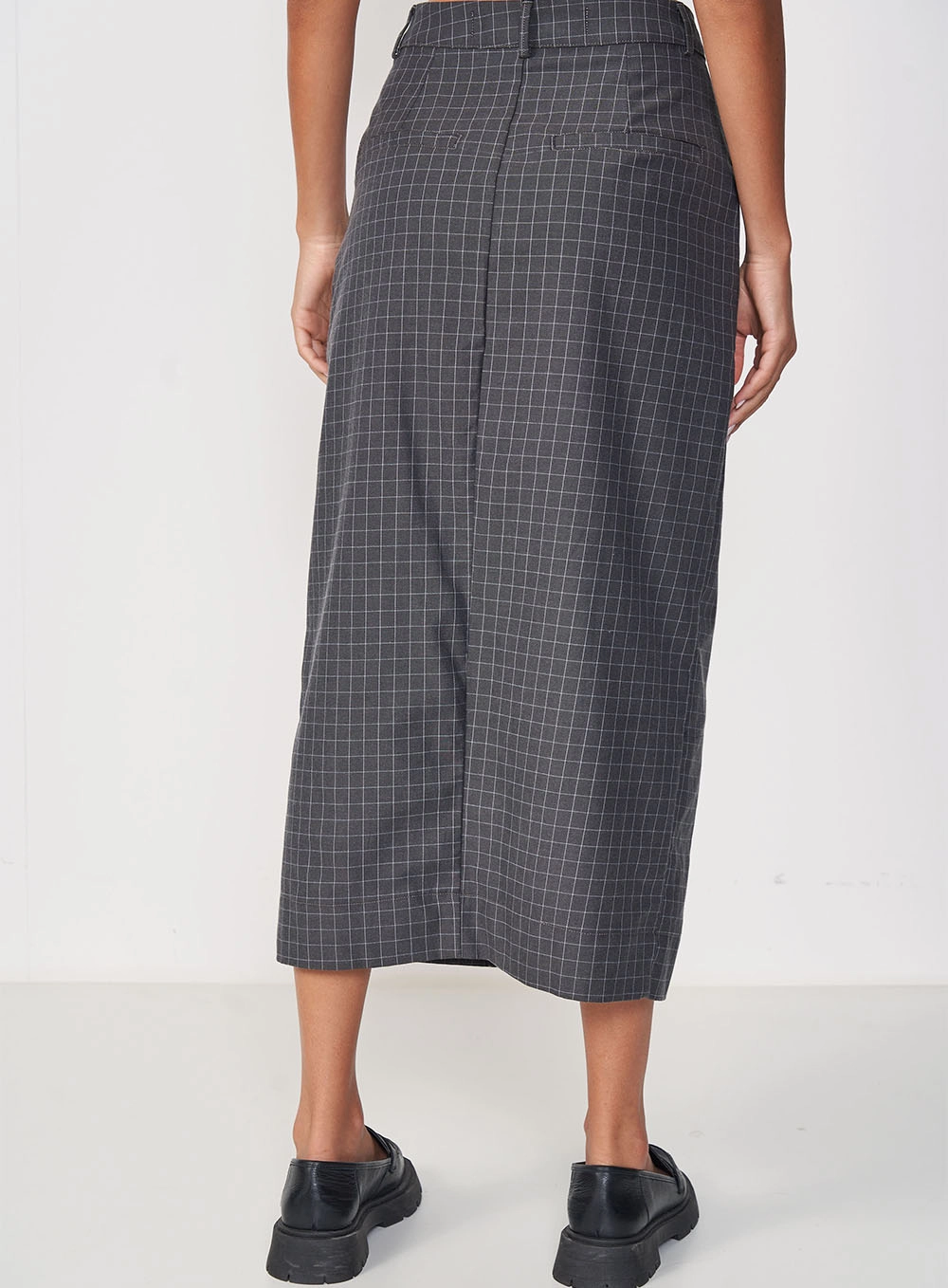 Saia Midi Alfaiataria Xadrez Estampados