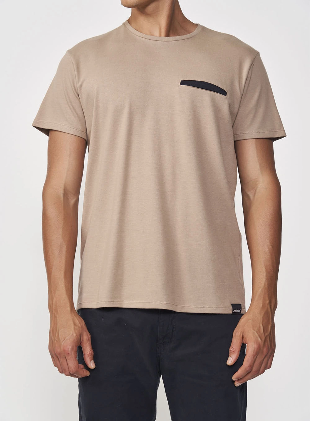 Camiseta Masculina Manga Curta Bege