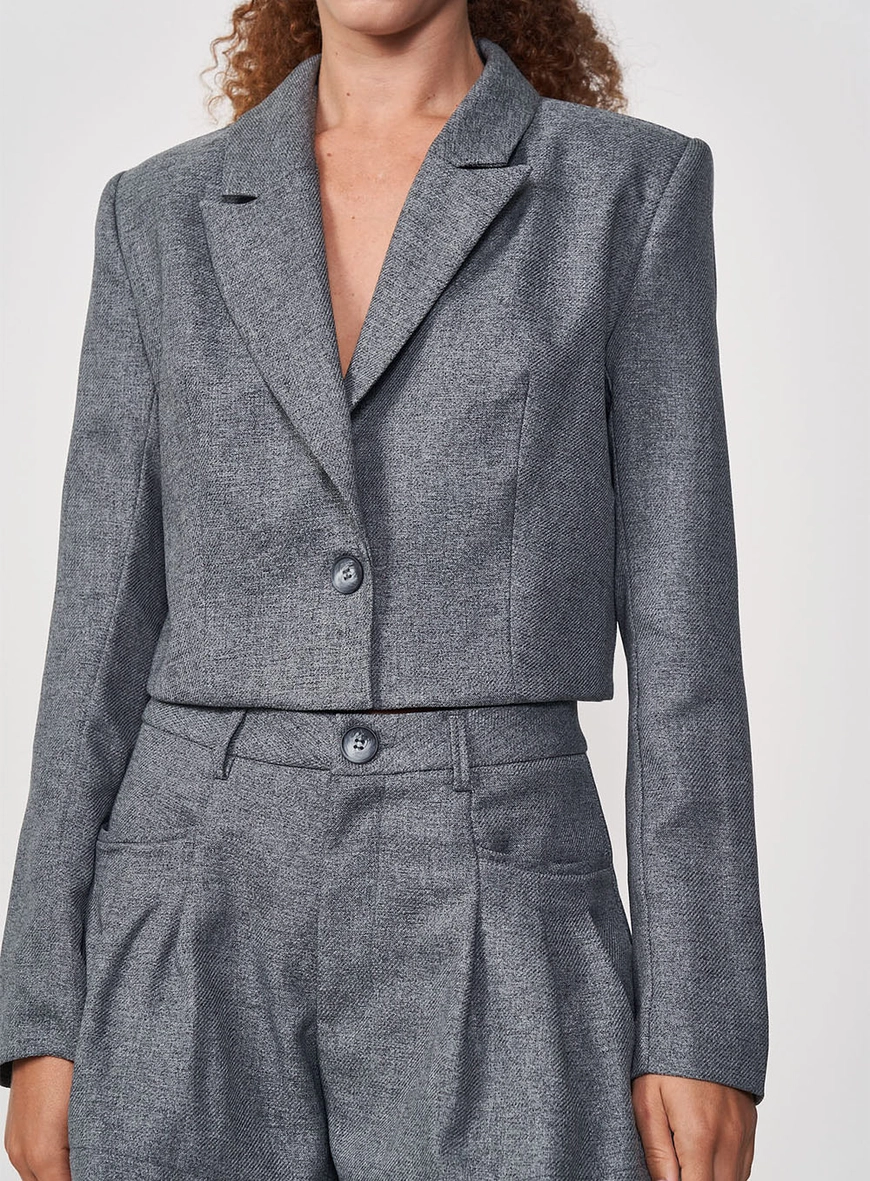 Blazer Alfaiataria Cropped Chic