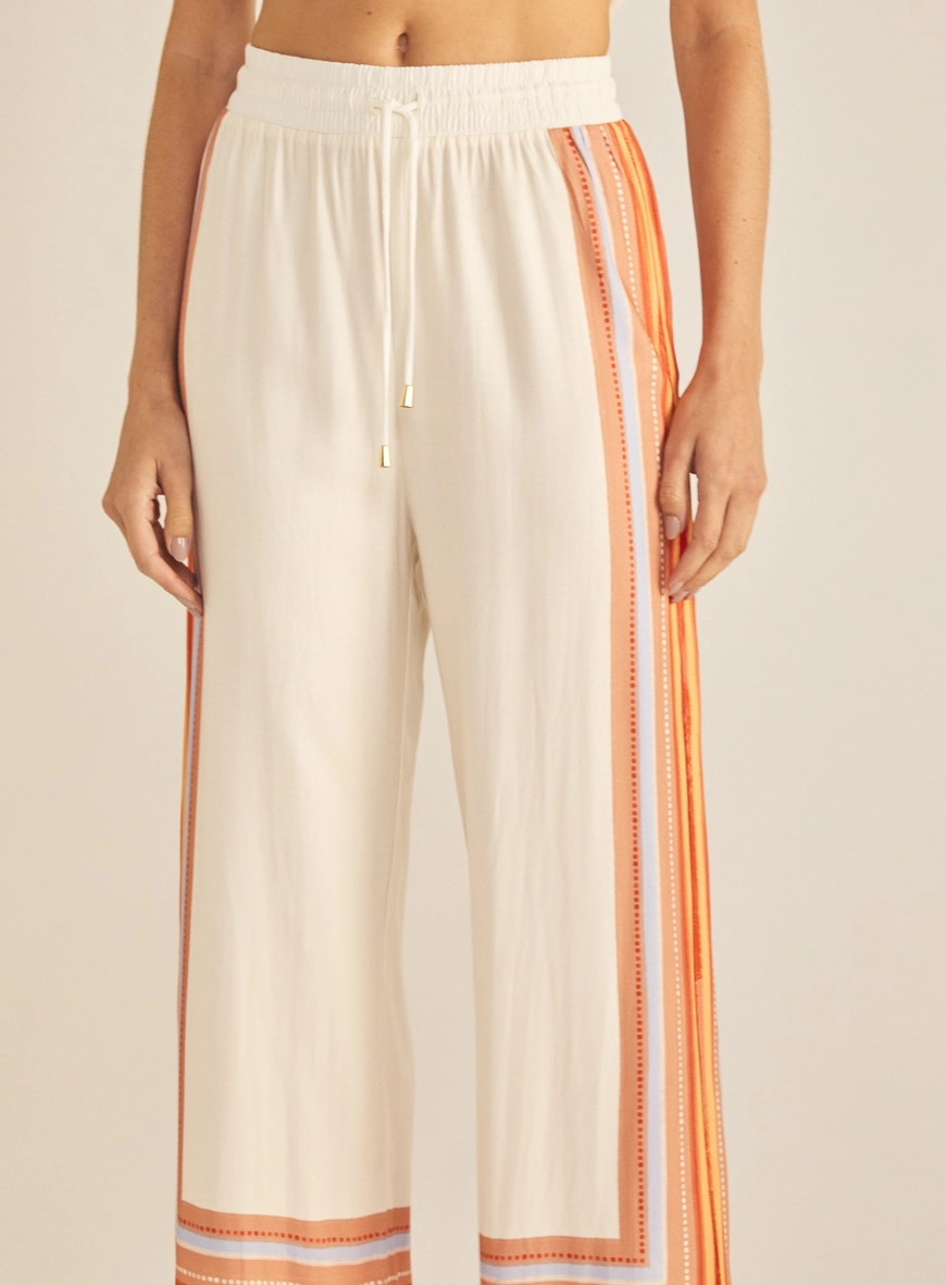 Calça Feminina Pantalona Com Cós Ajustável Estampados 3