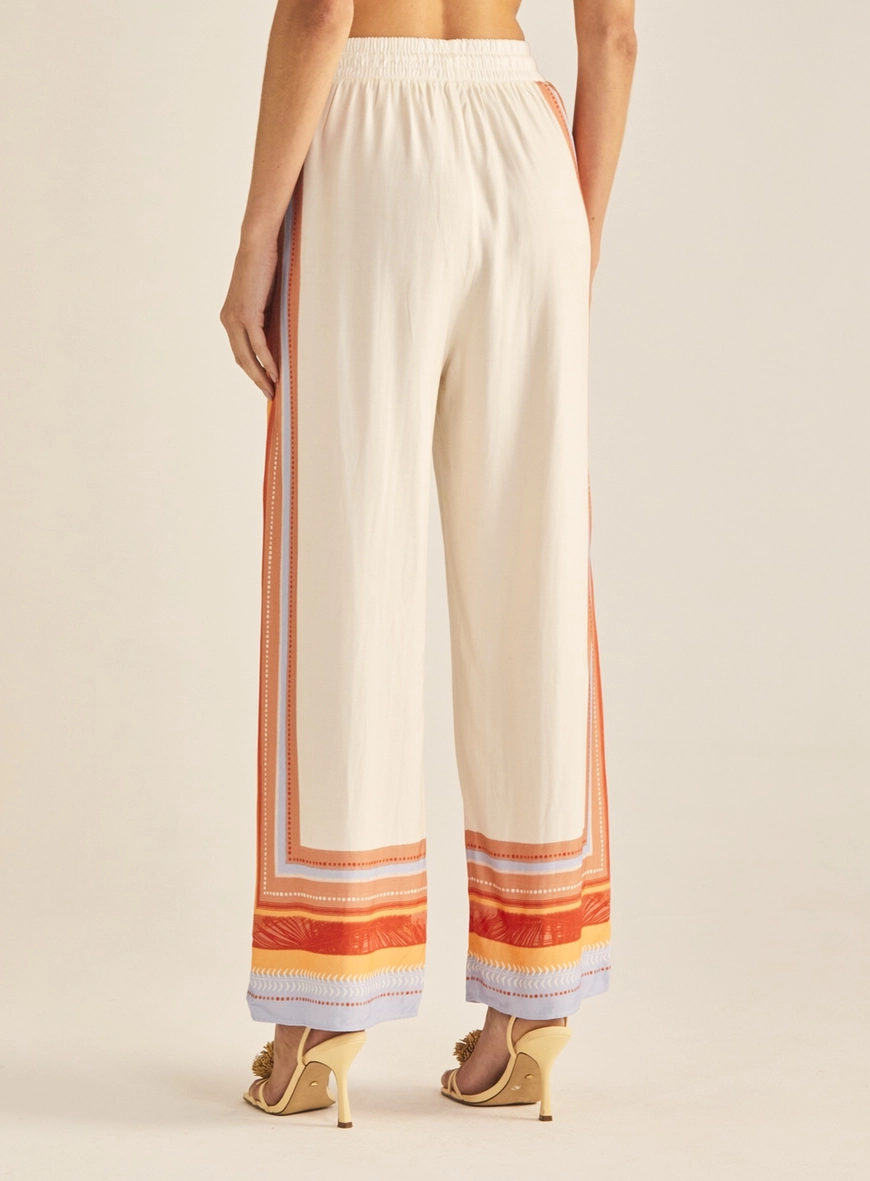 Calça Feminina Pantalona Com Cós Ajustável Estampados 4