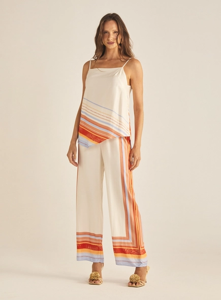 Calça Feminina Pantalona Com Cós Ajustável