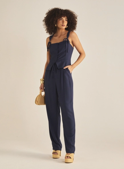 Calça Feminina Alfaiataria Com Cós Elástico