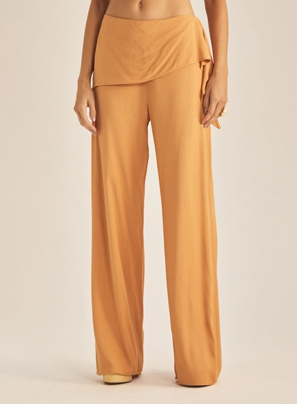 Calça Feminina Pantalona Fluida Com Amarração