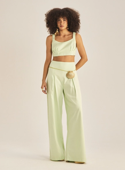 Calça Feminina Pantalona Em Sarja Fluida