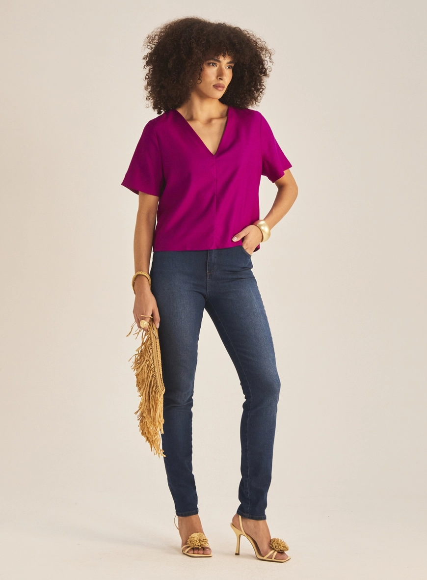 Calça Jeans Feminina Skinny Essencial Cintura Alta Índigo 1