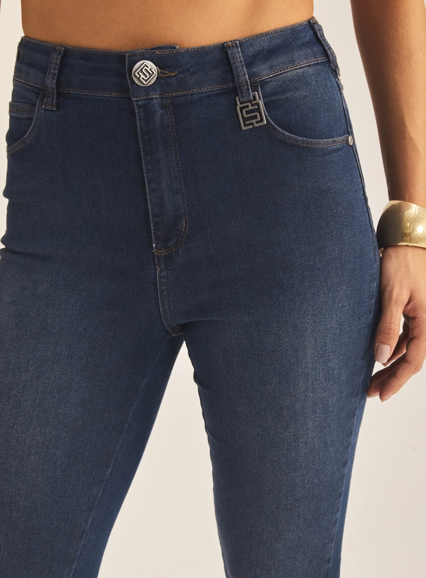 Calça Jeans Feminina Skinny Essencial Cintura Alta Índigo 3