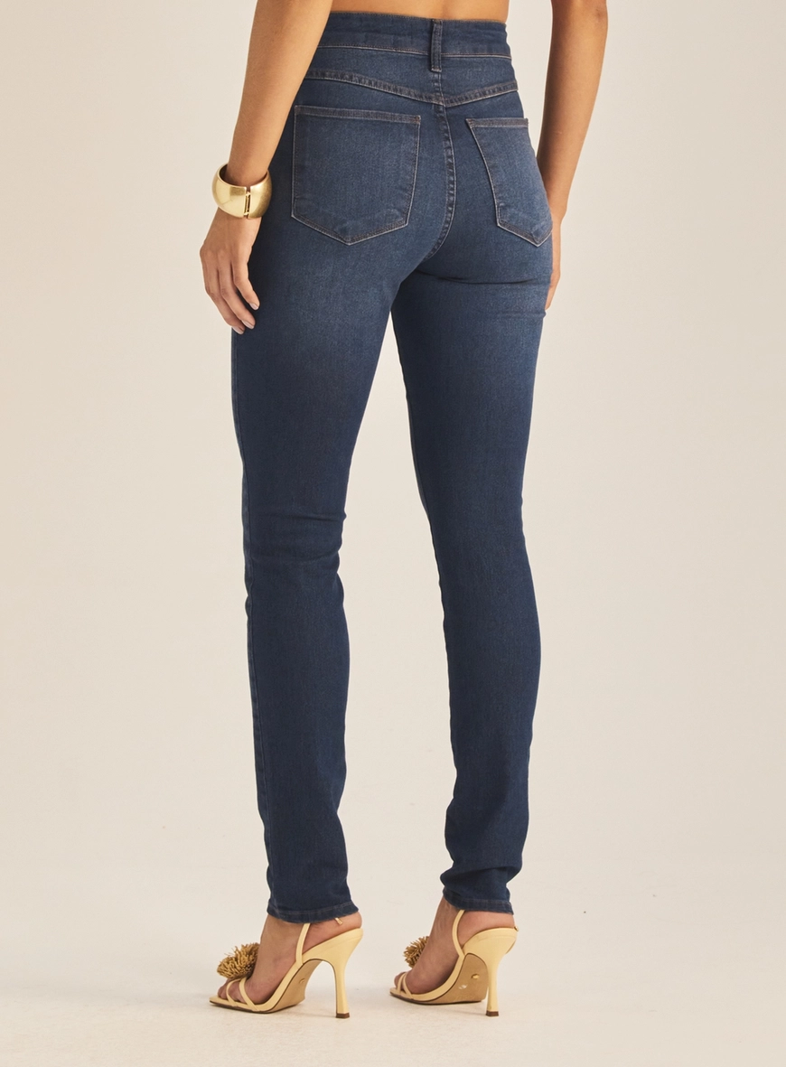 Calça Jeans Feminina Skinny Essencial Cintura Alta Índigo 4
