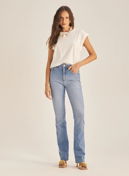 Calça Jeans Feminina Flare Cintura Alta