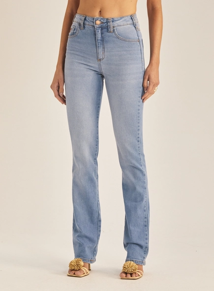 Calça Jeans Feminina Flare Cintura Alta