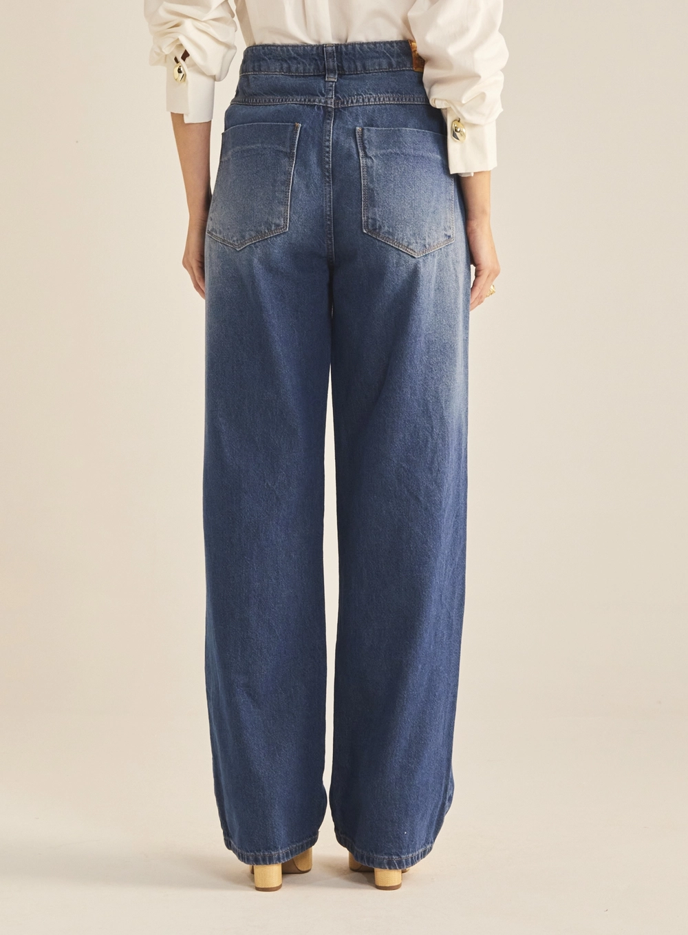 Calça Jeans Feminina Baggy Cintura Alta Índigo 4