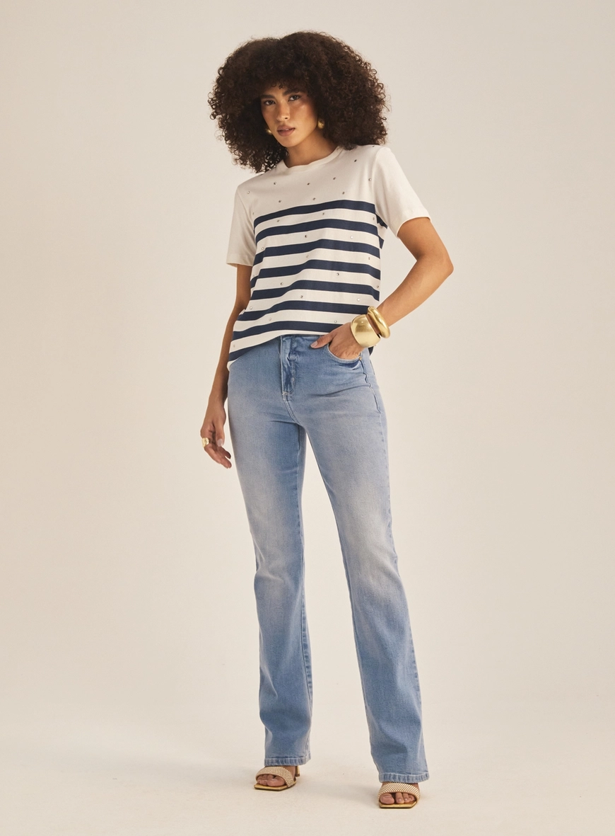 Calça Jeans Feminina Flare Essencial Índigo 1
