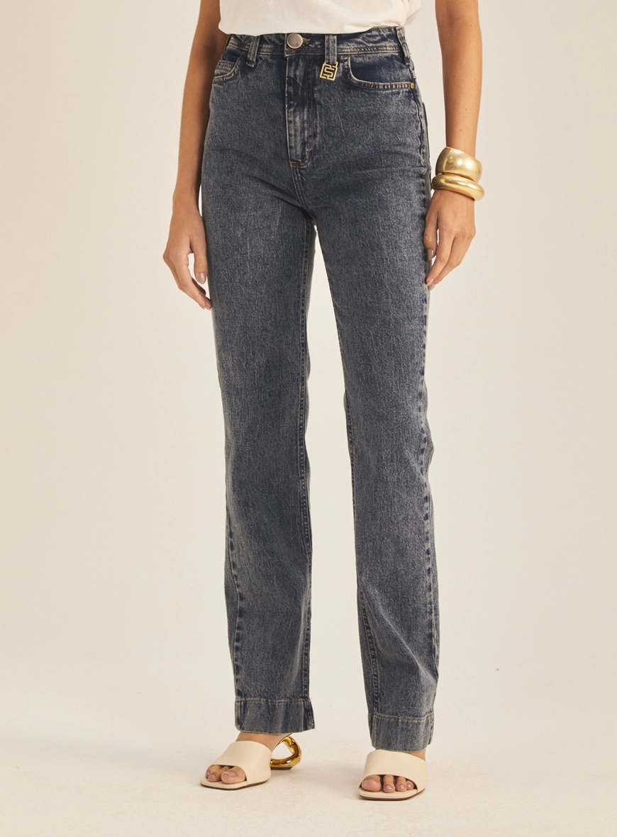 Calça Jeans Feminina Reta Fit Vintage Índigo 2