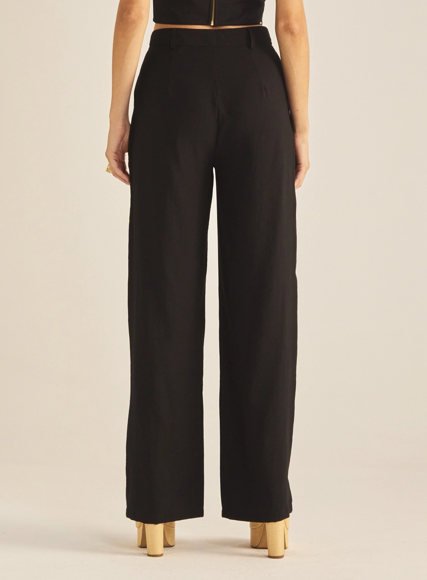 Calça Feminina Pantalona Alfaiataria Preto 4