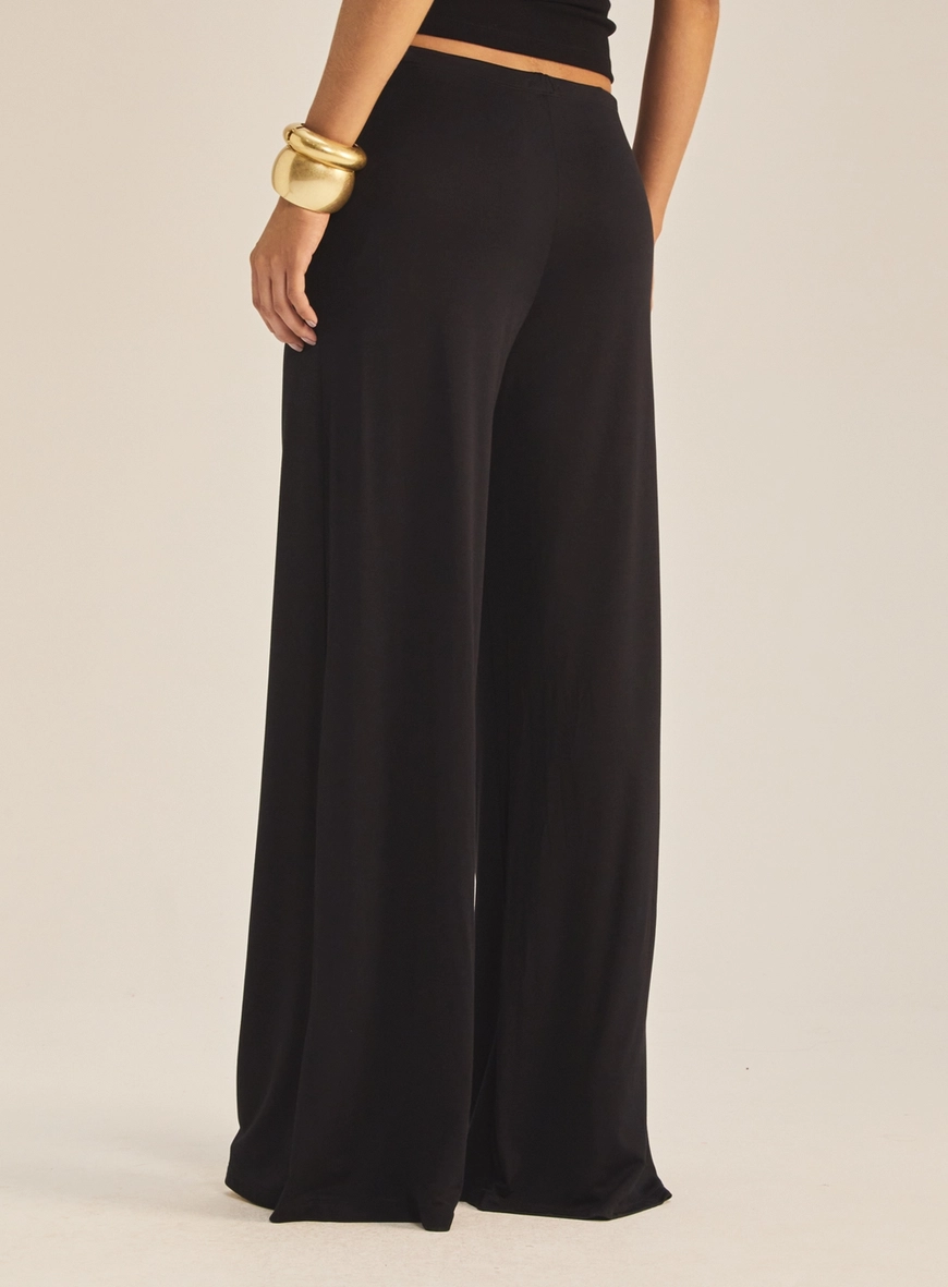Calça Feminina Pantalona Com Cintura Ajustável Preto 4