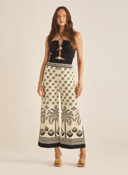 Calça Feminina Comfort Pantalona Estampada
