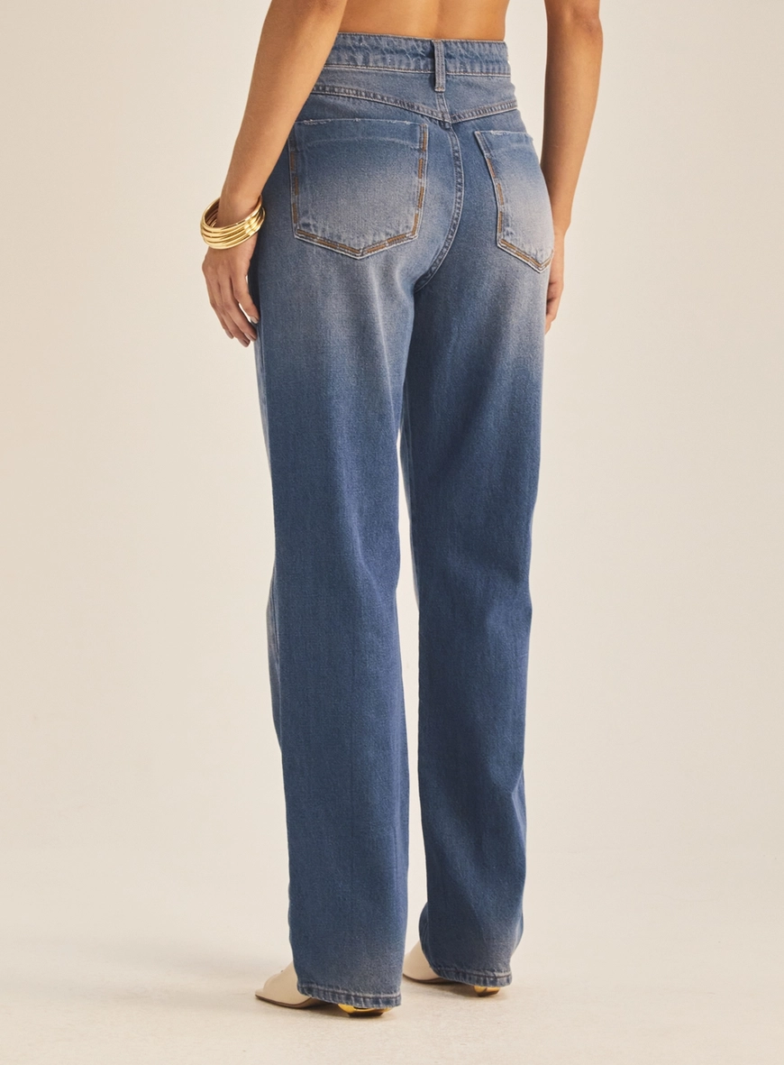 Calça Jeans Feminina Reta Clássica Índigo 4