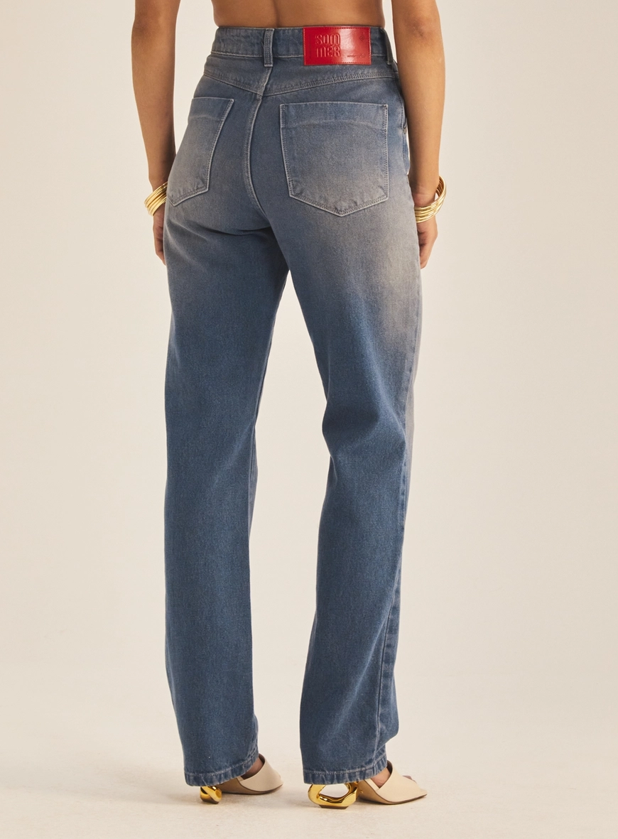 Calça Jeans Feminina Reta Essencial Relax Índigo 4