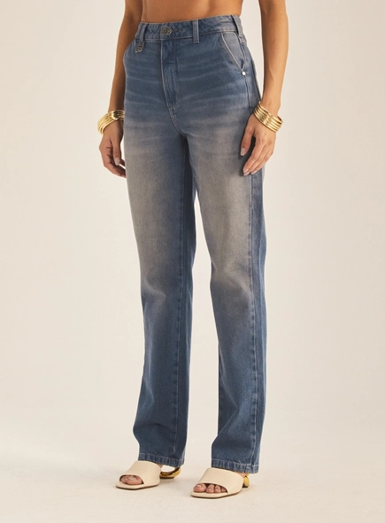 Calça Jeans Feminina Reta Essencial Relax