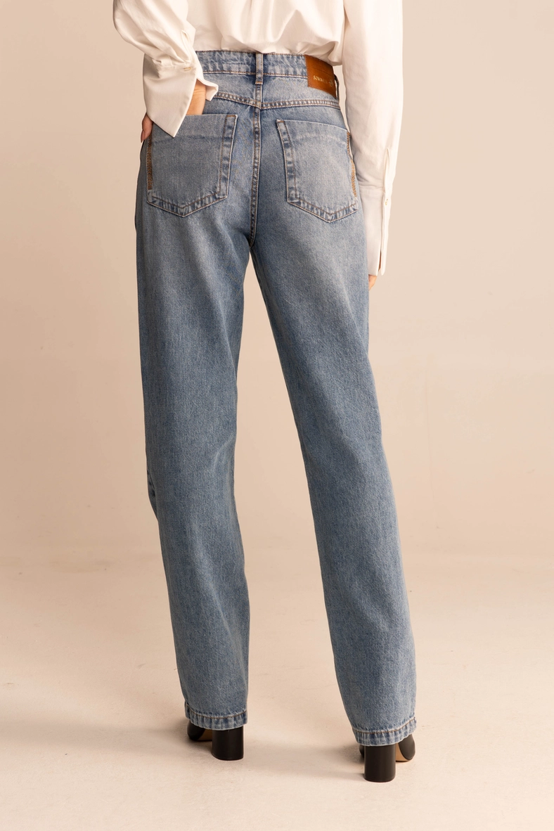 Calça Jeans Feminina Reta Slim Índigo 4