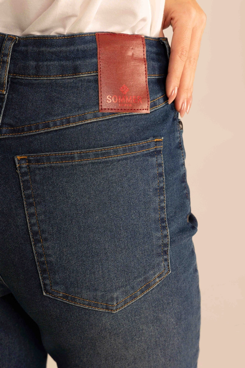 Calça Jeans Feminina Reta Slim Cintura Alta Índigo 3