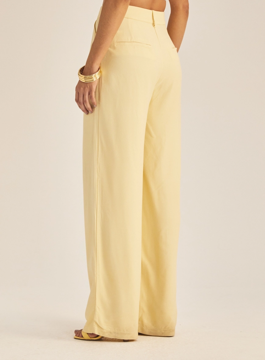 Calça Feminina Alfaiataria Pantalona Bege 4