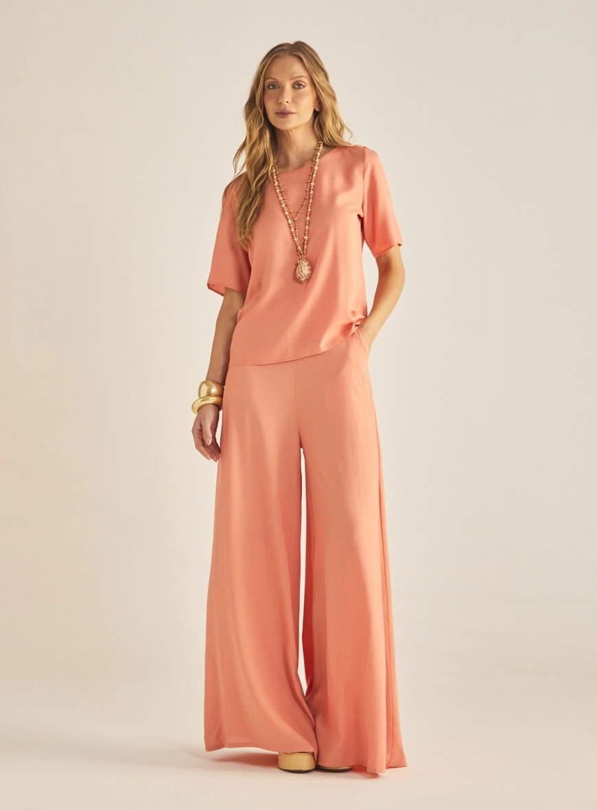 Calça Feminina Pantalona Laranja 1