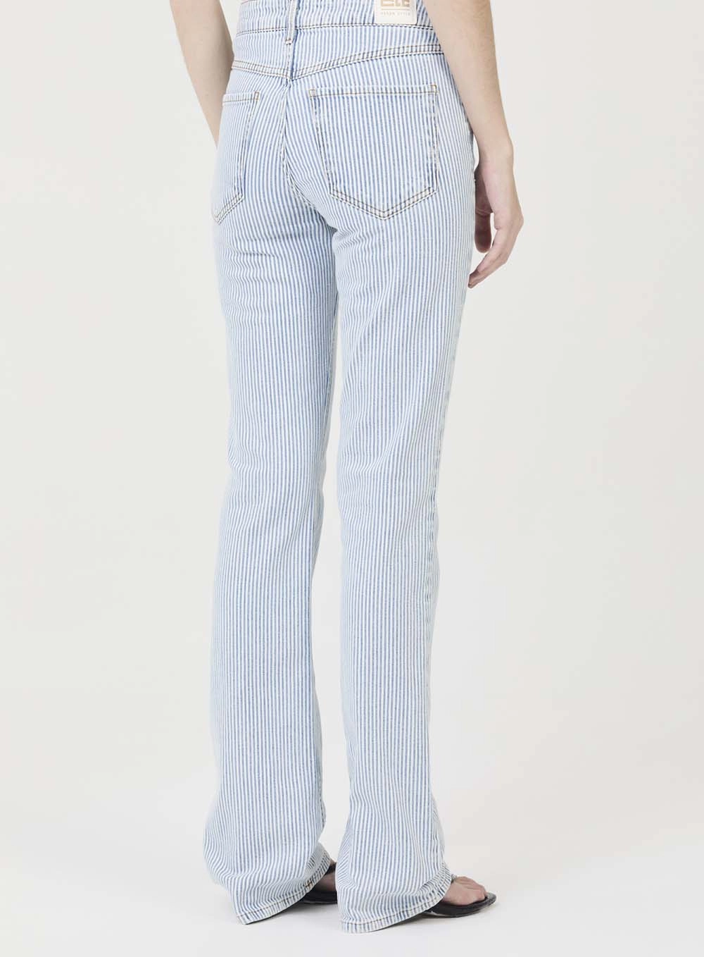 Calça Jeans Feminina Reta Stretch Listrada Estampados 3