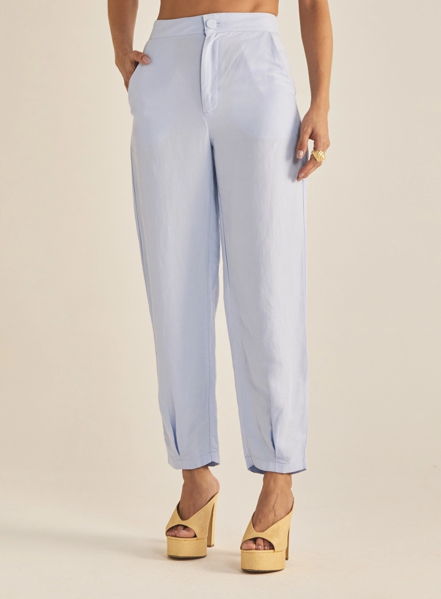 Calça Feminina Linho Cenoura Azul Tranquile Blue 2