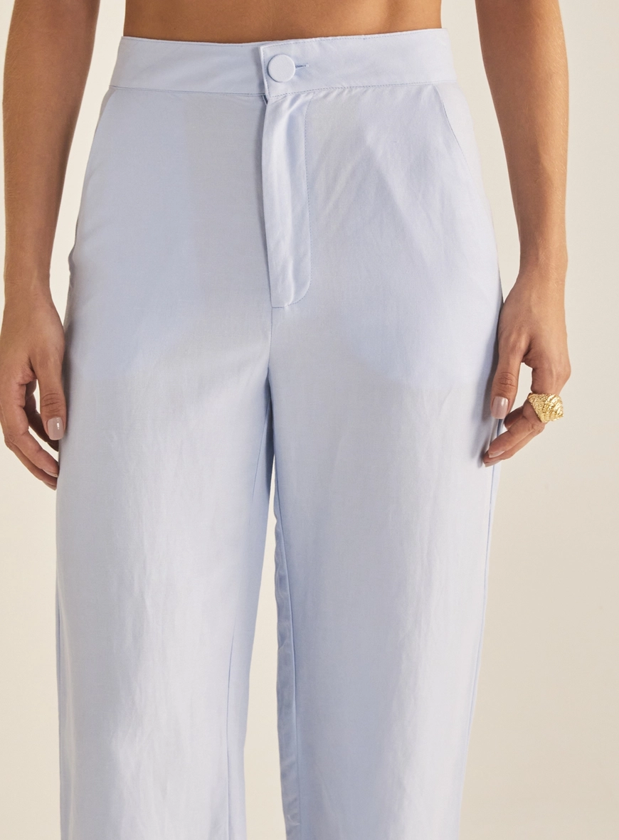 Calça Feminina Linho Cenoura Azul Tranquile Blue 3