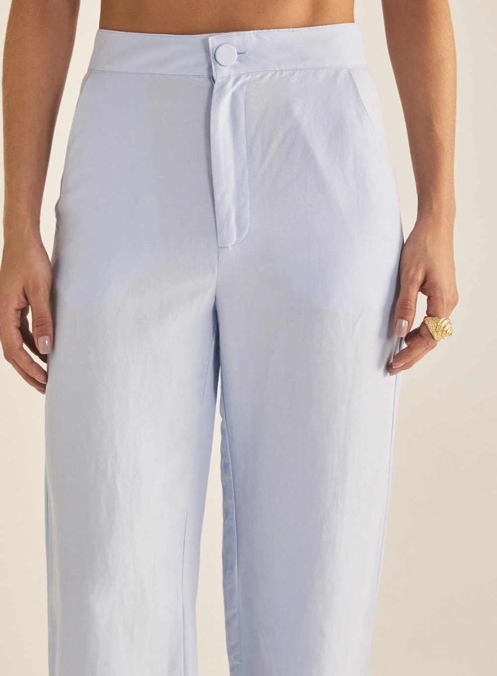 Calça Feminina Linho Cenoura Azul Tranquile Blue 3
