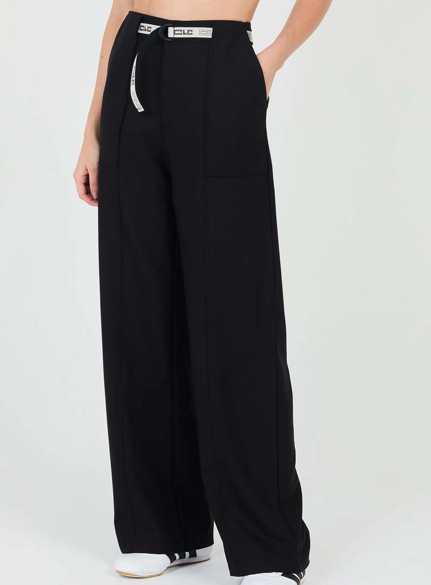 Calça Feminina Alfaiataria Wide Leg Com Cinto Preto 2